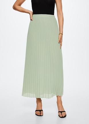Довга спідниця плісе мятного кольору mango