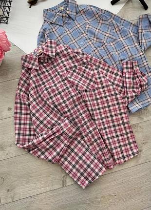 Женская теплая базовая рубашка в клетку фланель