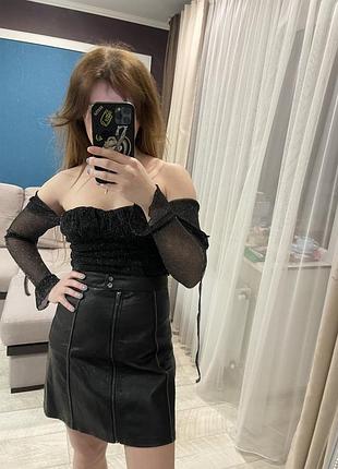 Zara мини юбка из эко-кожи