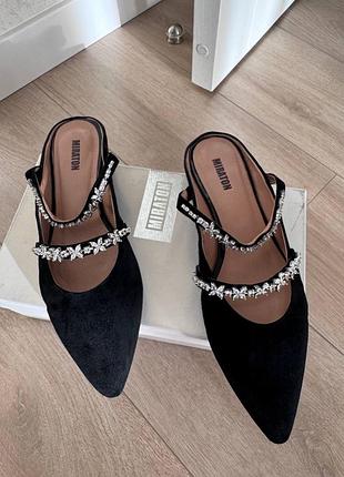 Miraton натуральная замша туфли, шлепки женские