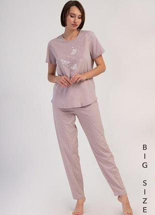 Женская хлопковая пижама 408270 большие размеры