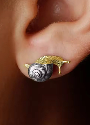 Сережки равлики золотисто-сріблясті