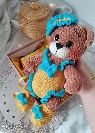 Ведмедик м'який плюшевий,брязкальце,бебі бокс