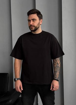 Оверсайз футболка черная однотонная