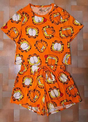 Очень яркий комплект микрофибра гарфилд 2xs-xs, пижама garfield primark, можно подростку