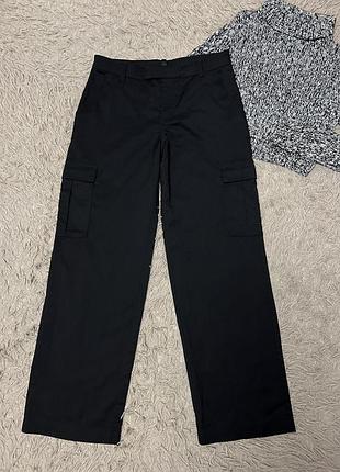 Брюки брюки черные карго брюки палаццо h&m