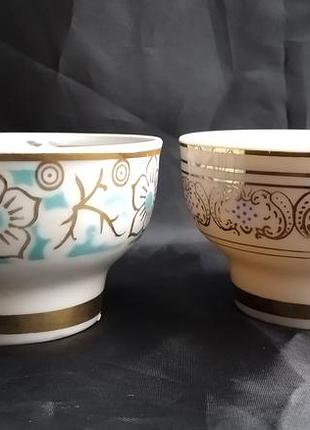 Винтажные кофейные чашки в позолоте, довбиш, 2 шт.  1960-70е года.