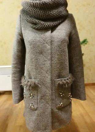 Женское зимнее шерстяной пальто1 фото