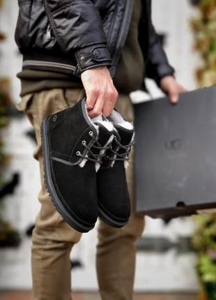 Ugg neumel зимові чоловічі черевики угг чорні7 фото