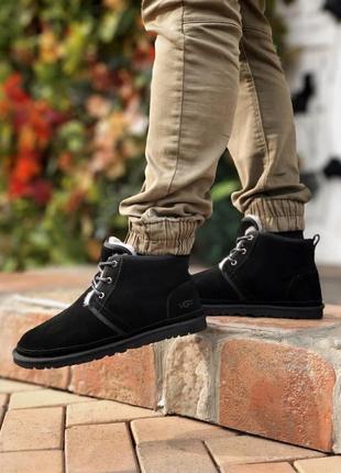 Ugg neumel зимові чоловічі черевики угг чорні6 фото