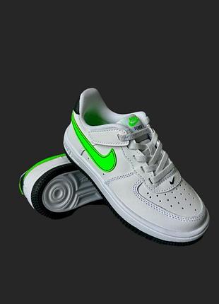 Детские nike air force 1 | бело-зеленые | новые без коробки | 27.5 eur (16.5 см). оригинал
