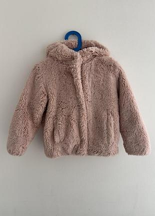 Розовая плюшевая шубка primark для девочки 3-4 года, 98-104 см