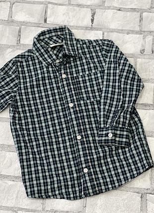 Рубашка дитяча crazy8 на 4-5 років на хлопчика зелена клітинка бавовна