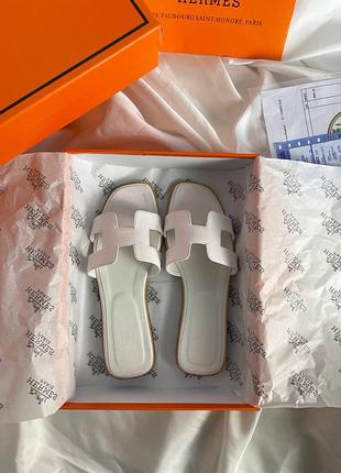 Женские брендовые кожаные шлепки тапочки шлепанцы her. mes