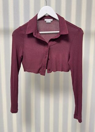 Розовый яркий укороченный поло топ яркий