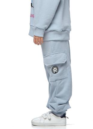 Брюки карго, р. 122-128, 152-158, голубые и темно-серые, трехнить с велюровым напылением!