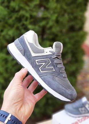 👟 женские кроссовки new balance 574 classic серые с белым  👟