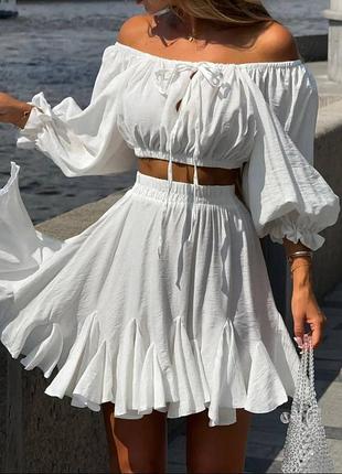 Літній костюм женский спідниця топ блузка