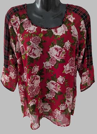 Женская блузка s.oliver, шифоновая,блуза,в цветы,красивая,три четверти,легкая,блузочка,шифон,купить