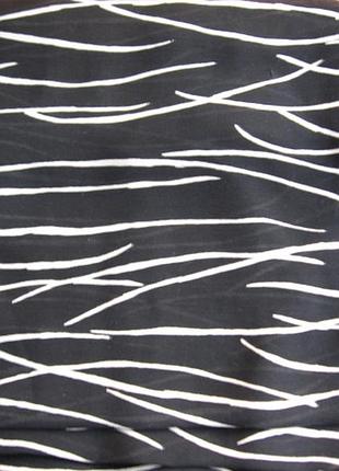 Ткань чёрный шифон костюмный белая полоска абстракция, 96 на 284 см отрез