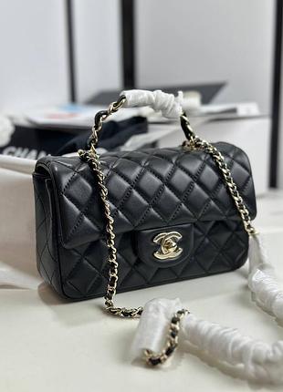 Сумка женская кожаная черная маленькая люкс