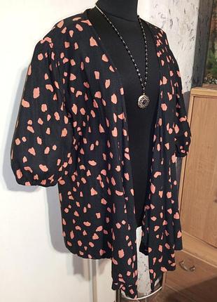 Лляна -55% асиметрична бохо блузка на вузел аба кардиган 2 в 1 батал marks & spencer