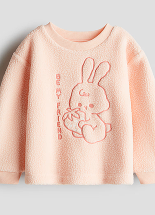 Плюшевый свитшот с вышивкой для девочки h&m