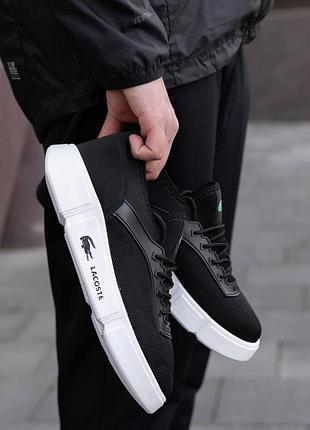 Мужские черно-белые, белые и черные кеды лакоста lacoste 40-44рр.