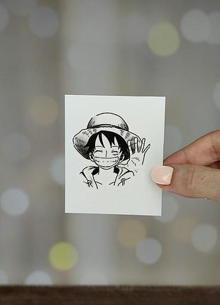 Тимчасове татуювання, фальшиве тату на тіло "ван піс. one piece. монкі д. луффі" (тату0005)