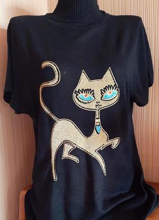 Гольф черный с коротким рукавом