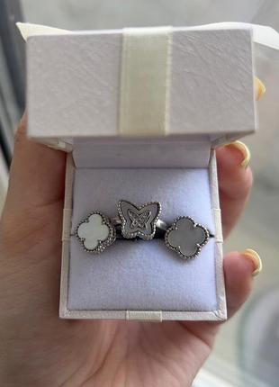 Серебряный набор украшений в стиле van cleef