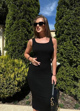 Базовое платье майка миди, облегающее летнее платье