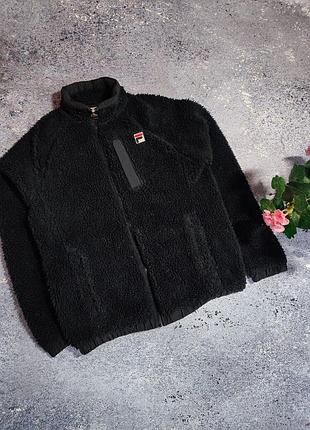 Черная флисовая зип кофта мужская fila (оригинал)