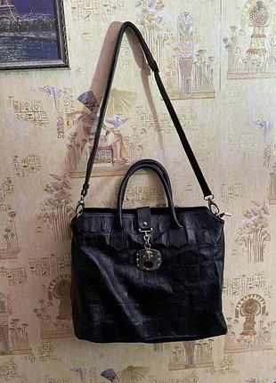 Кожаная сумка с теплением под крокодила