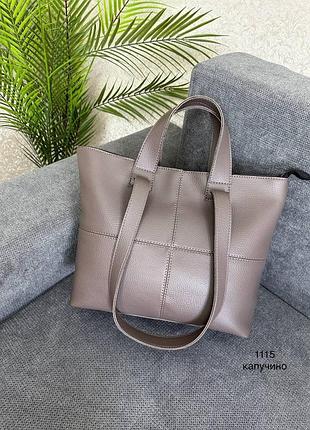 Жіночий шопер, жіноча велика містка сумка, формат а4, чорна сумка , бежева сумка, молочна сумка , біла сумка , чорна з червоним сумка