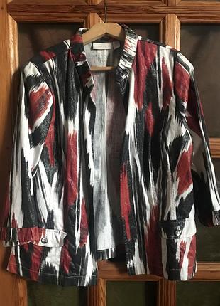 Льняной (полированный металлизированный лен) пиджак chico’s 56