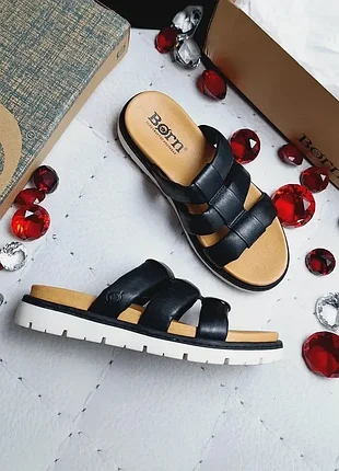 Born оригінал чорні сандалії з м'якої шкіри на платформі