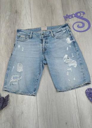 Мужские джинсовые шорты guess голубые размер w33 (l)