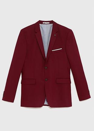 Стильний бордовий піджак слім zara
