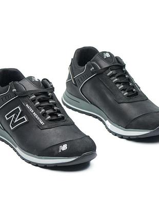 Чоловічі кросівки nb чорні натуральна шкіра