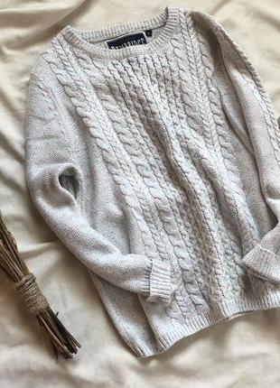 Ніжний молочний светр , вільний светр косичка new look