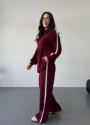 Жіночий весняний легкий брючний костюм двійка сорочка штани тканина ролекс
