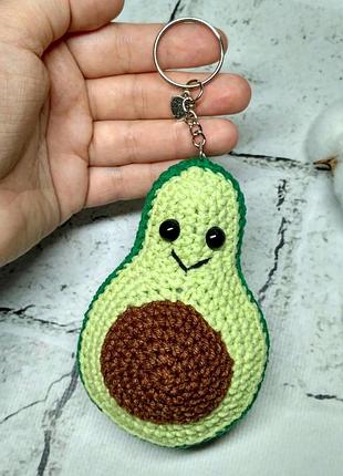 Брелок авокадо мальчик игрушка вязаная ручной работы амигуруми hand made 10х6 см зеленый