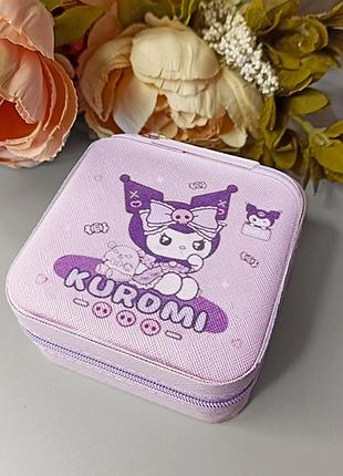 Шкатулка детская "куроми", для украшений, экокожа, маленькая, сиреневая, с рисунком, 24-559