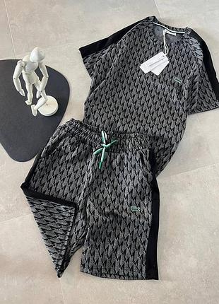 Спортивный летний костюм lacoste monogram black