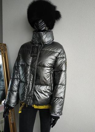 Зимний теплый пуховик куртка зефирка в стиле off- white модная2 фото