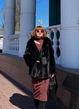 Шуба норкова nafa бомбер автоледі з англійським воротом 72 см р.46-48