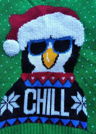 Красивый новогодний  свитерок с милейшим пингвином. george.6-7л.116/122. состояние нового4 фото