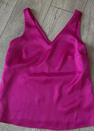 Классическая атласная женская майка малина фуксия черная белая