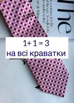 Галстук розовый малиновый в клетку marks & spenser шелк